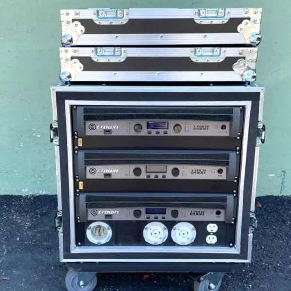 Crown I-Tech 12000HD Power Amps with Rack, Speaker Panel & Power Distro – Used