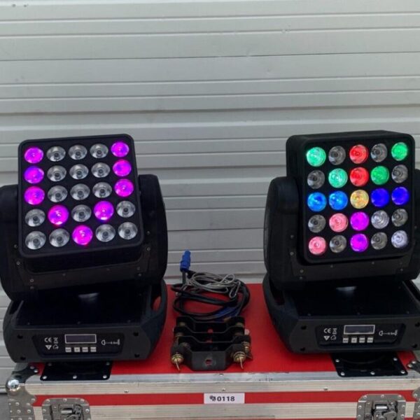 Unbranded LY-2512M 25x12W RGBWA LED Matrix Moving Head Wash w/ Case – #0118 (Pair)